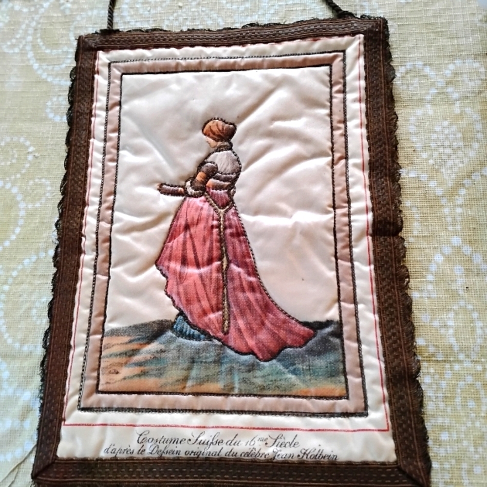 Vintage Silk Embroidered Rosel Erzeugnisse Jean Holbein Western Germany